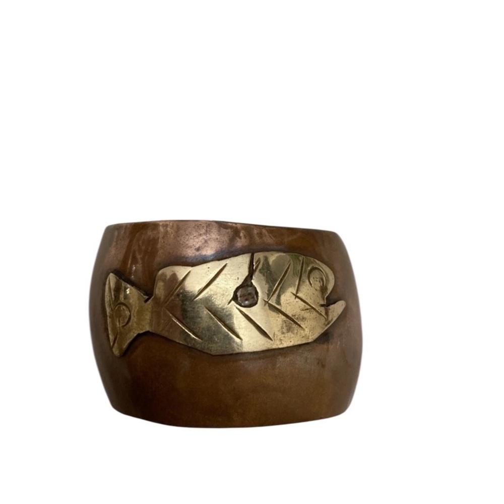 Vintage Copper & Brass Cuff Fish Bracelet